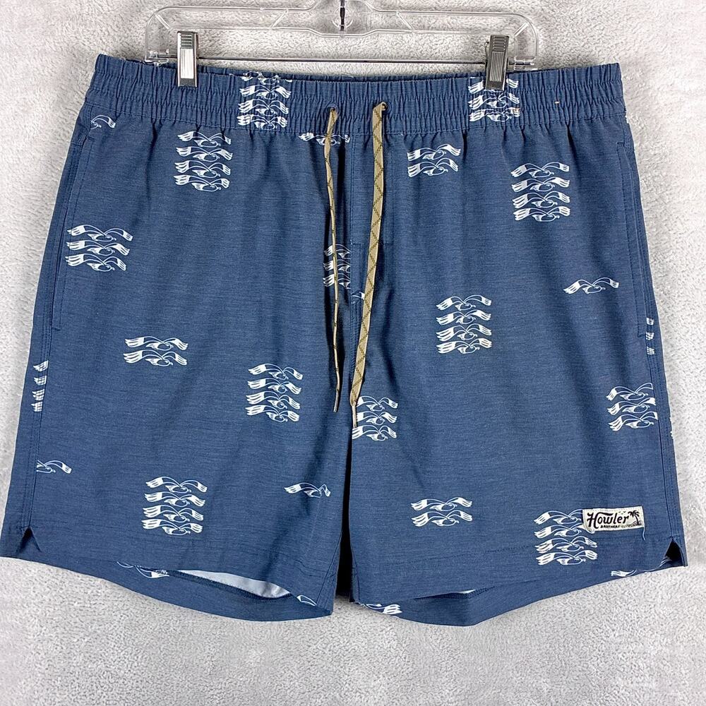 Howler Bros Board Shorts Mens XXL Blue Deep Set Drawstring Preppy Summer Y2K
